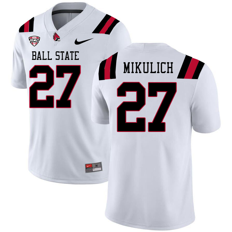 Ball State Cardinals #27 Cody Mikulich College Football Jerseys Stitched Sale-White